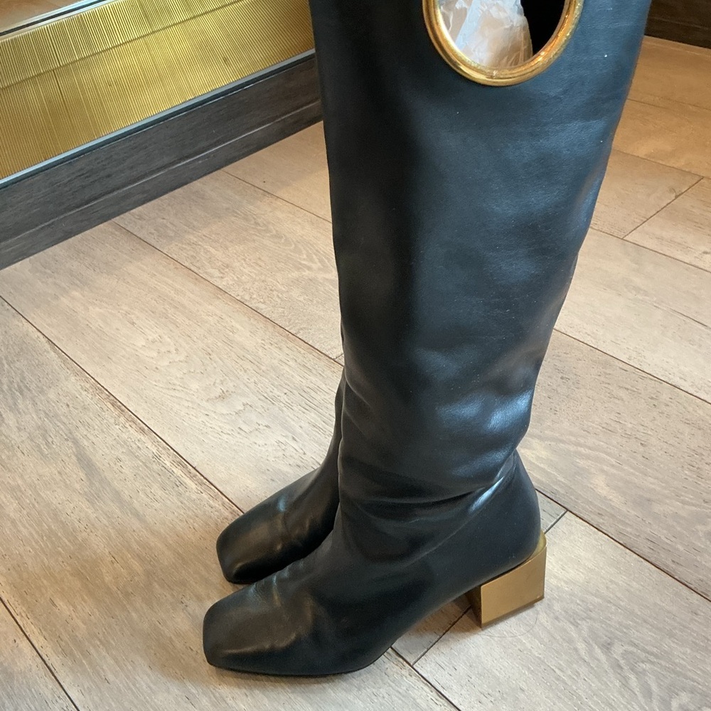 Salvatore Ferragamo Gancini Boots with Gold Accent - Picture 2 of 6